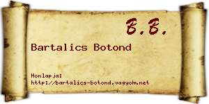 Bartalics Botond névjegykártya